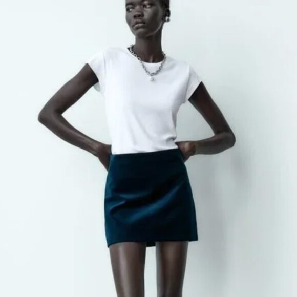 NWT ZARA LIGHT RIB COTTON T-SHIRT WHITE - Picture 1 of 8